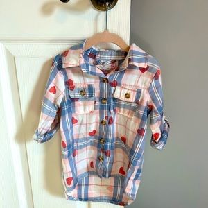 Toddler heart long sleeve button down shirt with hearts